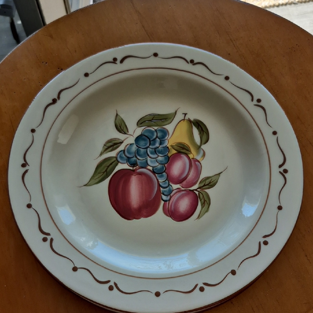 Around The Orchard 11" Fruit Design Ceramic Dinner Plates by Home. Set of 4